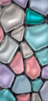 Colorful geometric stones in pastel wallpaper design.