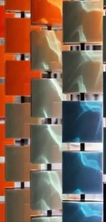 Colorful geometric pattern wallpaper with vibrant blocks.