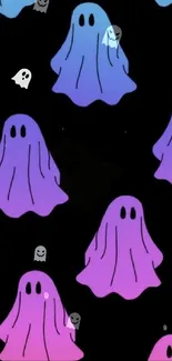 Colorful ghost wallpaper with vibrant shades on a dark background.