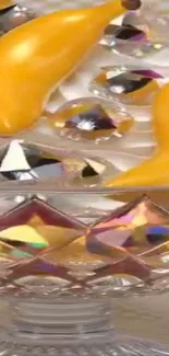 Colorful design with glass and gems featuring bright yellow accents.