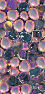 Close-up of colorful iridescent glass beads.