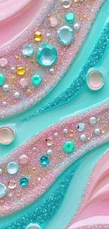 Colorful abstract wallpaper with glitter and gemstones.