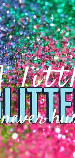 Colorful glitter wallpaper with quote on motivation.