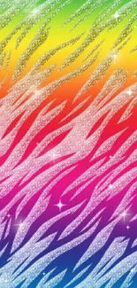 Colorful glitter wallpaper with rainbow stripes and sparkling effects.