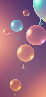 Vibrantly colored gradient bubbles on a purple background.