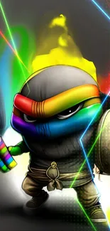 Colorful cartoon character with graffiti style holding spray paint.