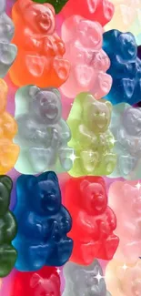 Colorful gummy bear pattern mobile wallpaper.