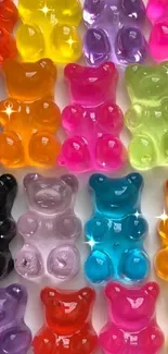 Vibrant, colorful gummy bear wallpaper background.