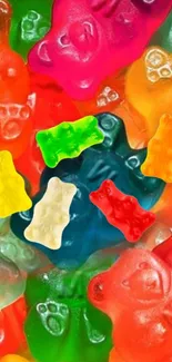 Colorful gummy bears mobile wallpaper, vibrant and sweet design.