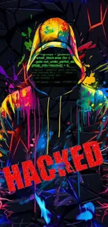 Graffiti-style hacker in colorful hoodie art.