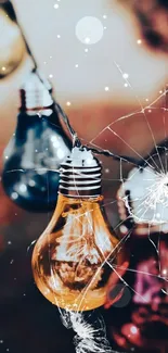 Vibrant light bulbs hanging for festive decor.