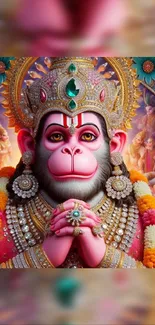 Artistic depiction of Hanuman with vibrant colors and intricate details.