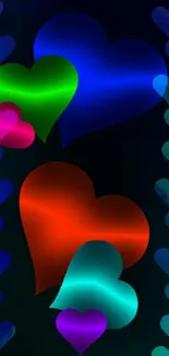 Vibrant abstract hearts wallpaper with colorful gradients for mobile.