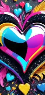 Colorful heart art wallpaper with vivid colors and abstract design.