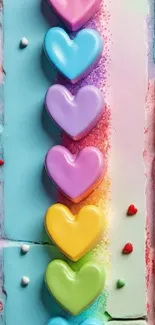 Colorful pastel heart-shaped blocks wallpaper.