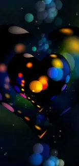 Colorful heart bokeh effect wallpaper with warm tones.