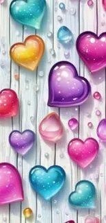 Vibrant heart bubble wallpaper with colorful design.