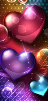 Colorful heart and bubble design with gradient and dots.