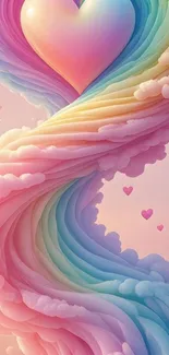 Heart-shaped pastel clouds in vibrant colors.