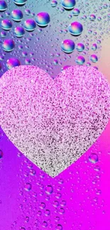 Vibrant heart wallpaper with colorful gradient and droplets.