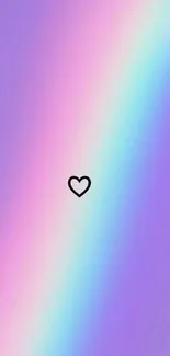 Heart-centered gradient wallpaper with pastel rainbow hues.