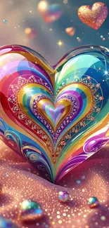 Colorful and intricate heart illustration with a vibrant design.