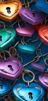 Colorful heart-shaped lock wallpaper with vibrant hues.