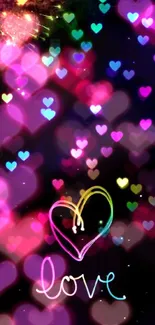 Vibrant heart love wallpaper with colorful design