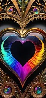 Colorful heart metallic design wallpaper