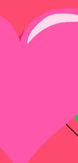 Mobile wallpaper with a large pink heart and arrows on a colorful background.