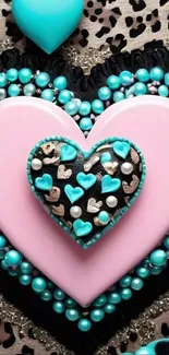 Colorful heart pattern wallpaper design with bold colors and intricate details.