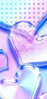 Sparkling pastel heart pattern wallpaper