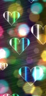 Colorful gradient heart pattern wallpaper for mobile.