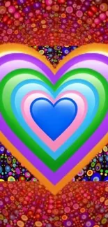 Colorful heart pattern wallpaper with abstract background.