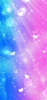 Colorful gradient wallpaper with hearts.