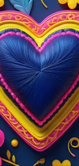 Vibrant heart-themed wallpaper with bold colors and artistic design.