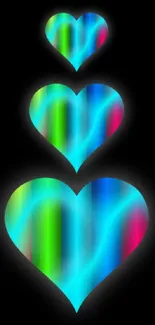 Neon heart-themed mobile wallpaper collection.