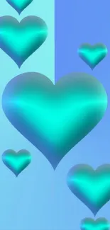 Vibrant pink and green heart-themed mobile wallpaper.