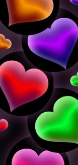 Vibrant heart-themed mobile phone wallpapers for Valentine's Day.