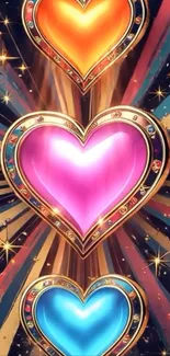 Colorful heart illustration with cosmic style.