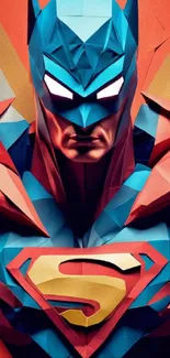 Colorful abstract superhero in geometric style.