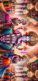 Vibrant Hindu deity artwork as mobile wallpaper