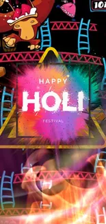 Colorful Holi festival wallpaper with vibrant hues.