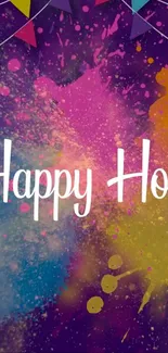 Colorful Holi festival wallpaper with vibrant splashes.