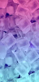 Vibrant pink and blue ice cube wallpaper.