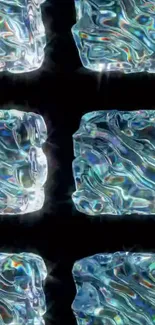 Vibrant ice cubes with colorful reflections.