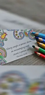 Colorful design with pencils and quote for inspiration.