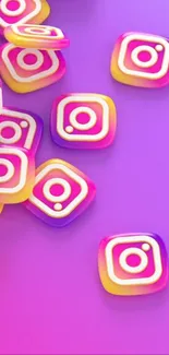 3D Instagram logos on a purple background.