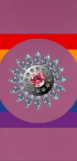 Gemstone flower with rainbow circles.