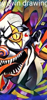 Colorful Joker art mobile wallpaper with vibrant comic style design.